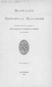 Maryland Historical Magazine vol 1 Title Page